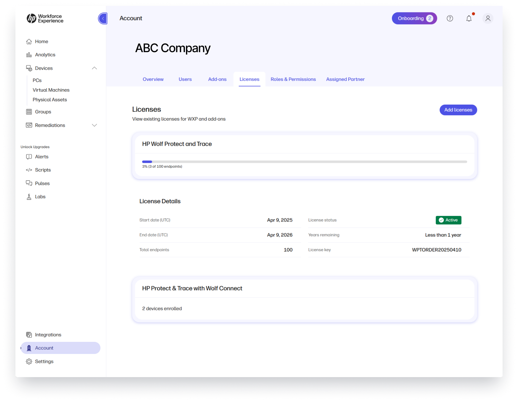 Manage Protect and Trace Licenses with WXP