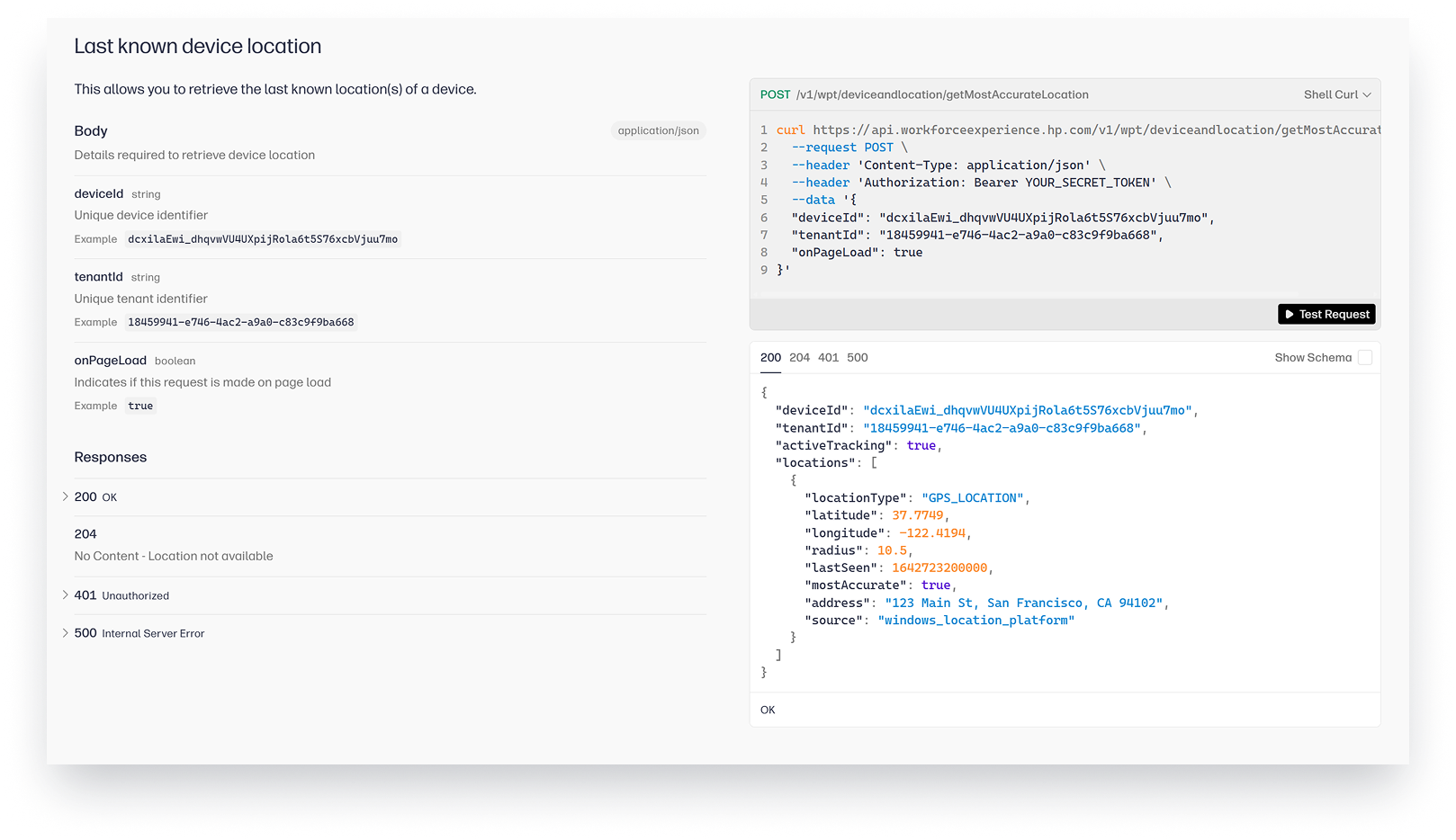Last known device location