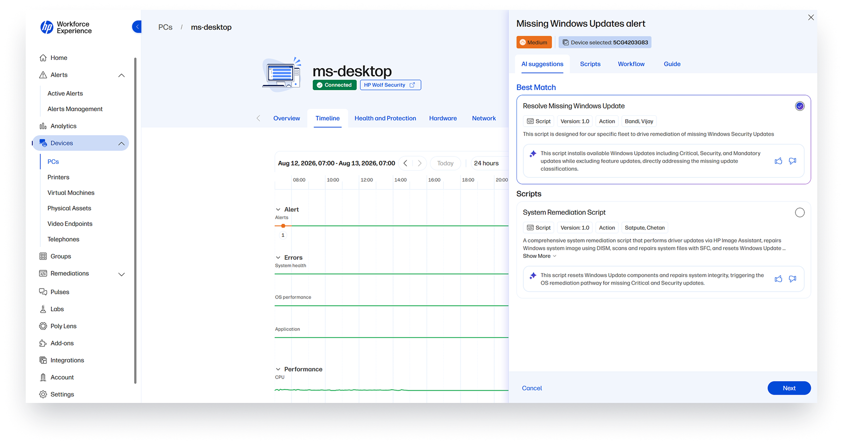 Single Device Support for Remediation with AI