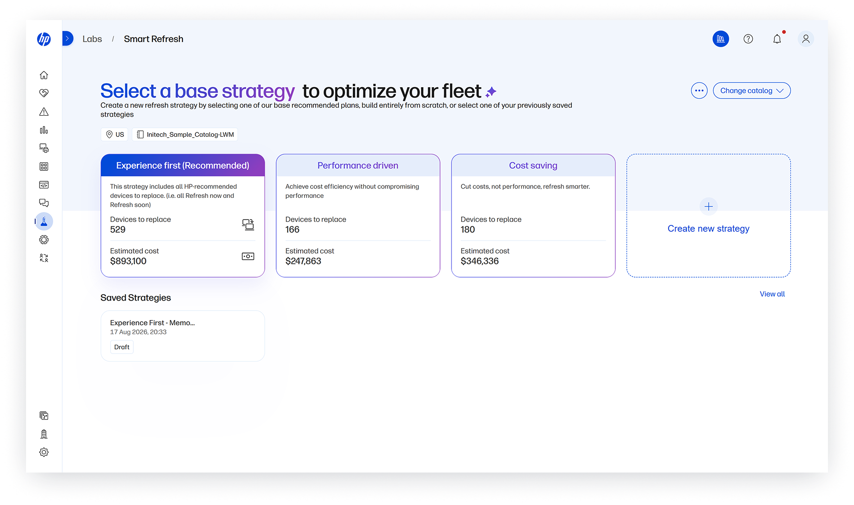 Pre-defined strategy templates